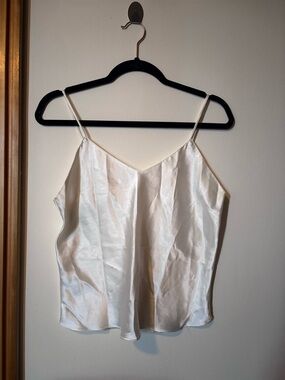Silk-Feel White Satin Cami Top